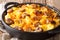 Main course from Cheese PotatoÂ and Smoked Sausage Casserole closeup on the pan. horizontal